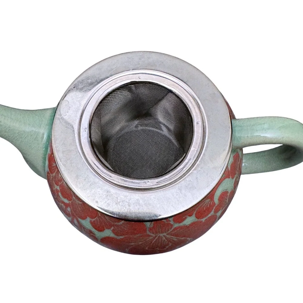 Gianna‎ Tea Set Floral Relief Ceramic Asian Inspired Teapot 3 Cups